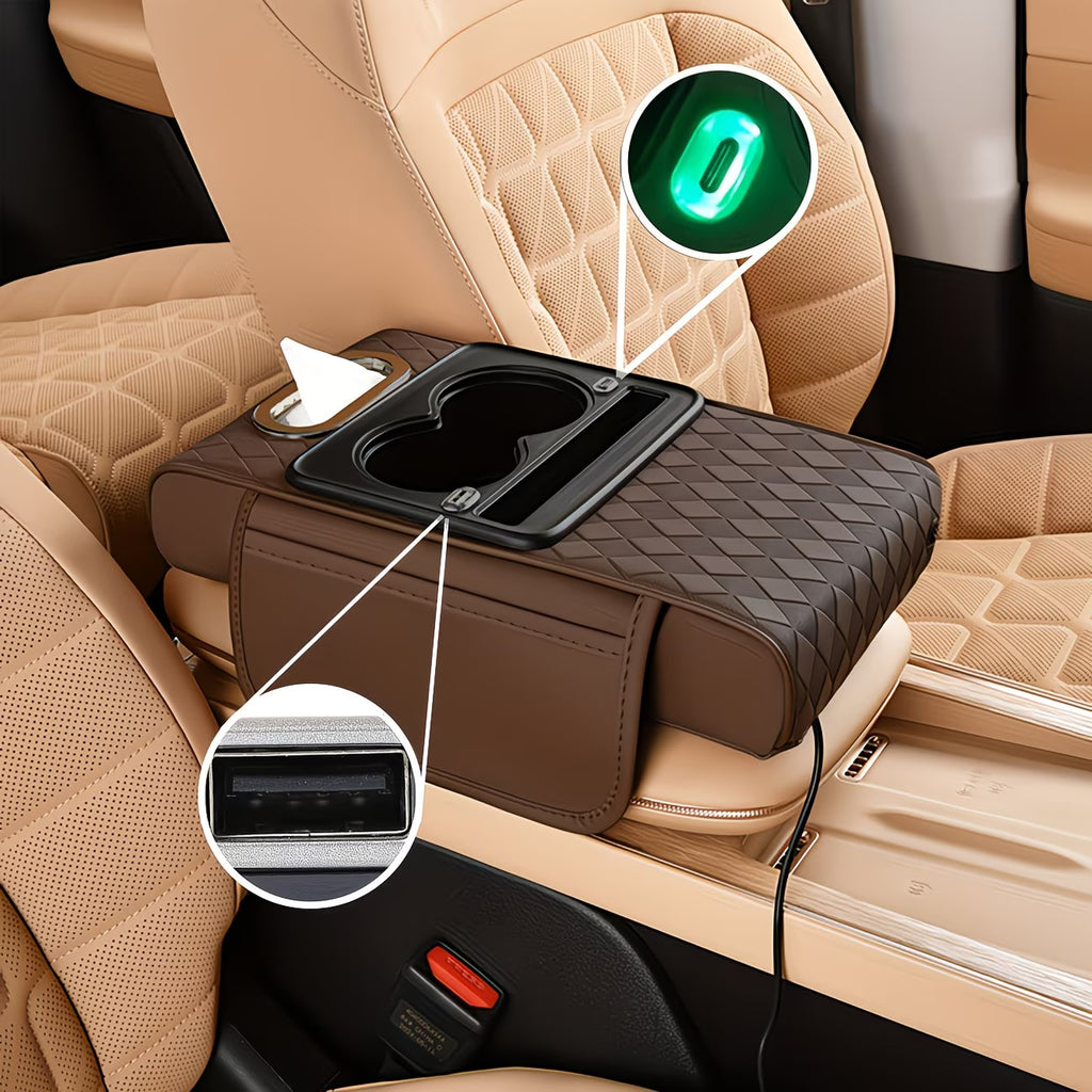 Almohadilla Elevadora para Consola Central de Auto con Cable de Datos Universal