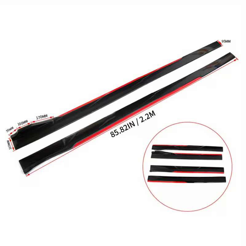 Kit Body Kit Honda Accord / Civic – Labio Delantero + Faldones Laterales + Varillas | Negro Brillante con Rojo