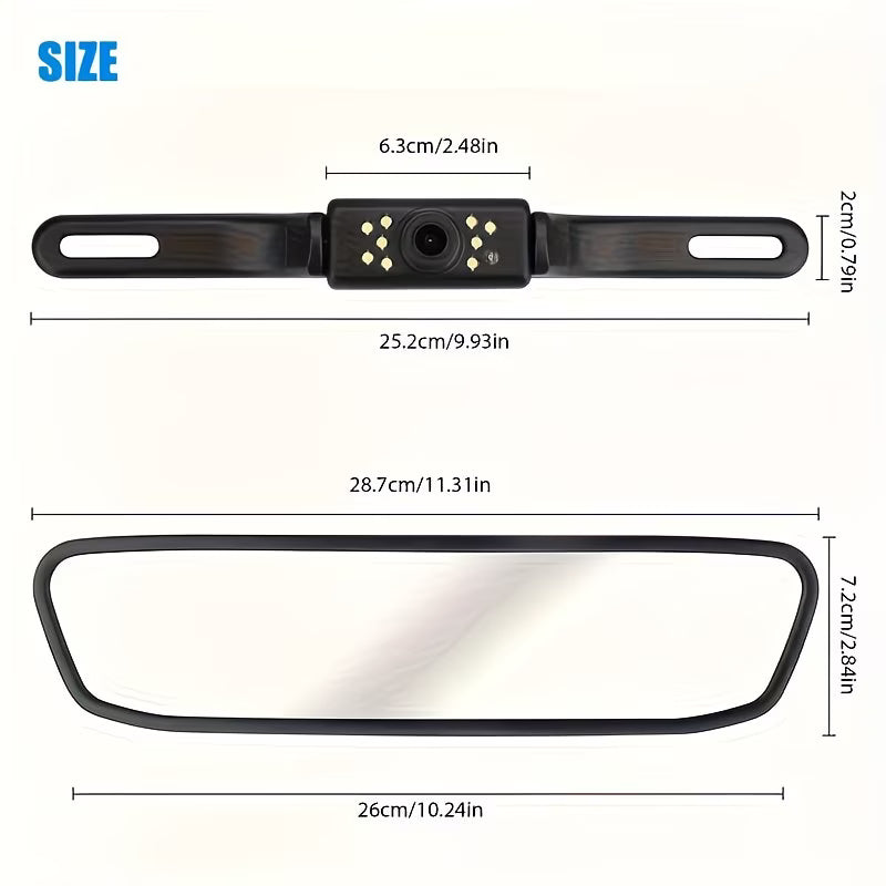 Kit Cámara de Reversa Inalámbrica con Espejo Retrovisor 4.3" Visión Nocturna HD
