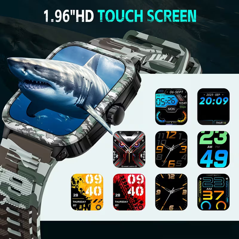 INEYES Smartwatch Deportivo – Pantalla HD, Larga Duración | Negro / Gris Militar