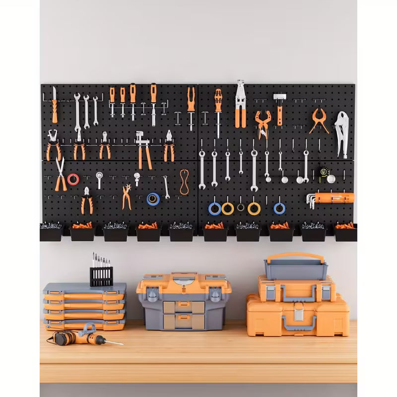 Kit Organizador de Pared Tablero Perforado Metal 158 Piezas