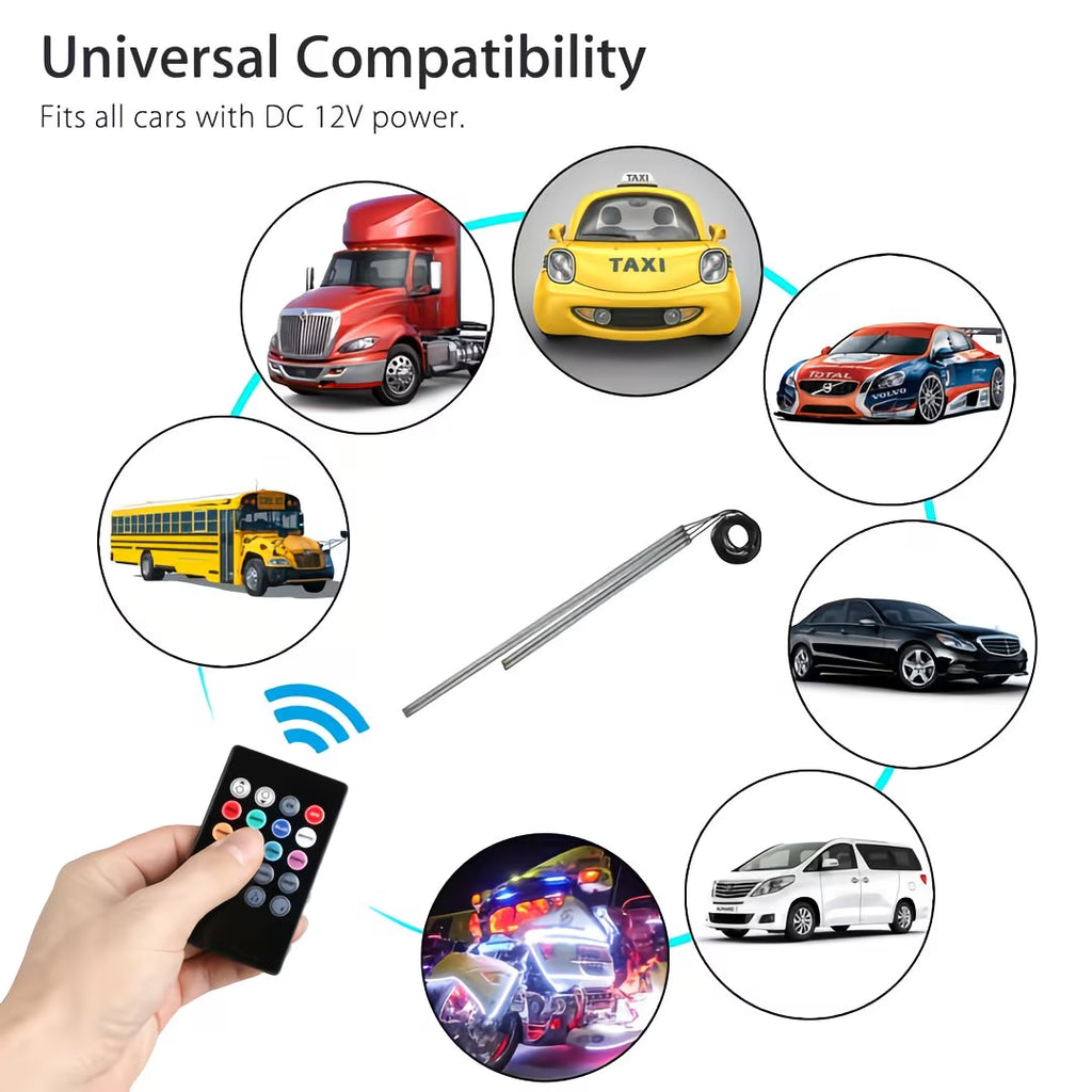 Kit Tira de Luces LED RGB Multicolor 4 en 1 Chasis Auto 90x120 cm Control APP y Remoto