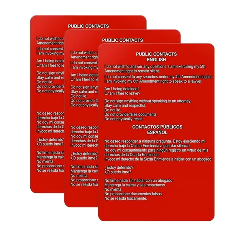 Red Card – Tarjeta Conoce Tus Derechos Constitucionales (Inglés/Español)