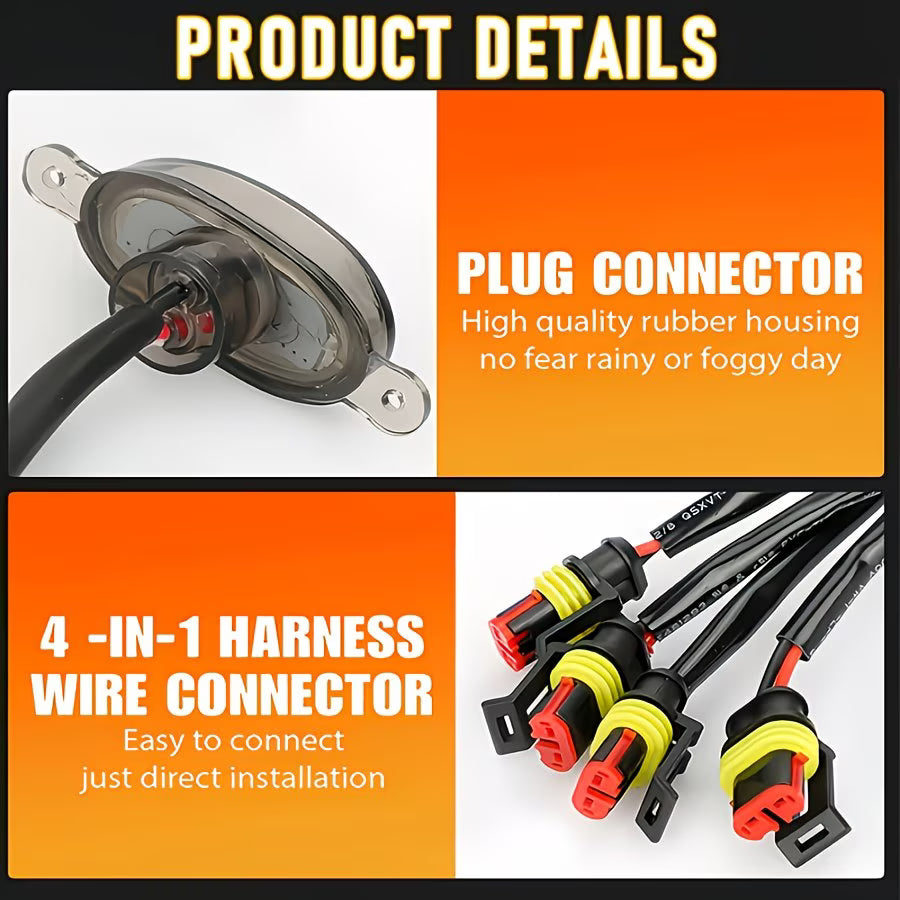 4 Piezas Luces de Rejilla LED Ámbar Lente Ahumada DC12V Carcasa Negra