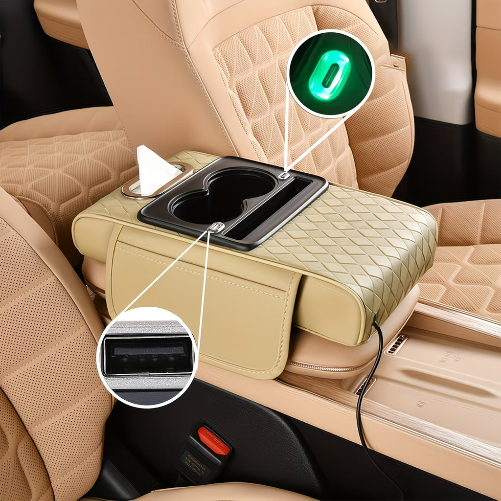 Almohadilla Elevadora para Consola Central de Auto con Cable de Datos Universal