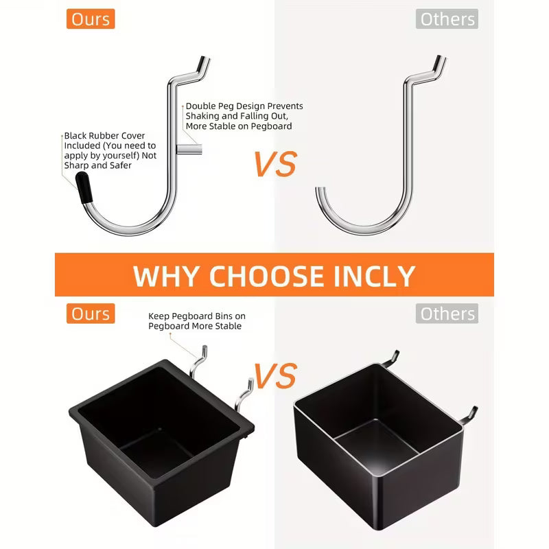 Kit Organizador de Pared Tablero Perforado Metal 158 Piezas
