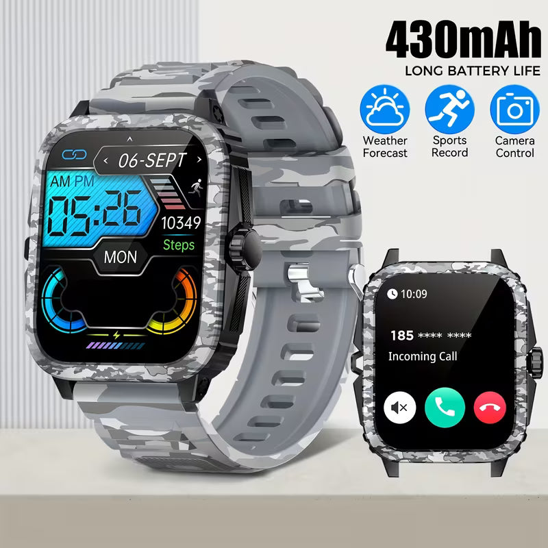 INEYES Smartwatch Deportivo – Pantalla HD, Larga Duración | Negro / Gris Militar