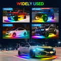 Kit Tira de Luces LED RGB Multicolor 4 en 1 Chasis Auto 90x120 cm Control APP y Remoto