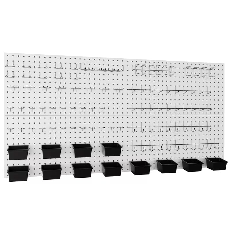 Kit Organizador de Pared Tablero Perforado Metal 158 Piezas