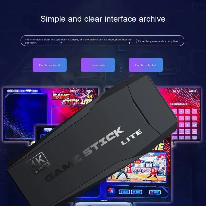 Consola de Juegos Retro HD 4K – 64GB, 2 Controles Inalámbricos, Para Niños y Adultos