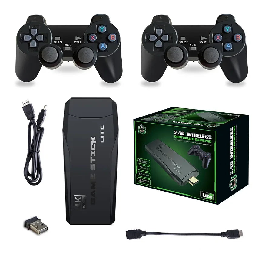 Consola de Juegos Retro HD 4K – 64GB, 2 Controles Inalámbricos, Para Niños y Adultos