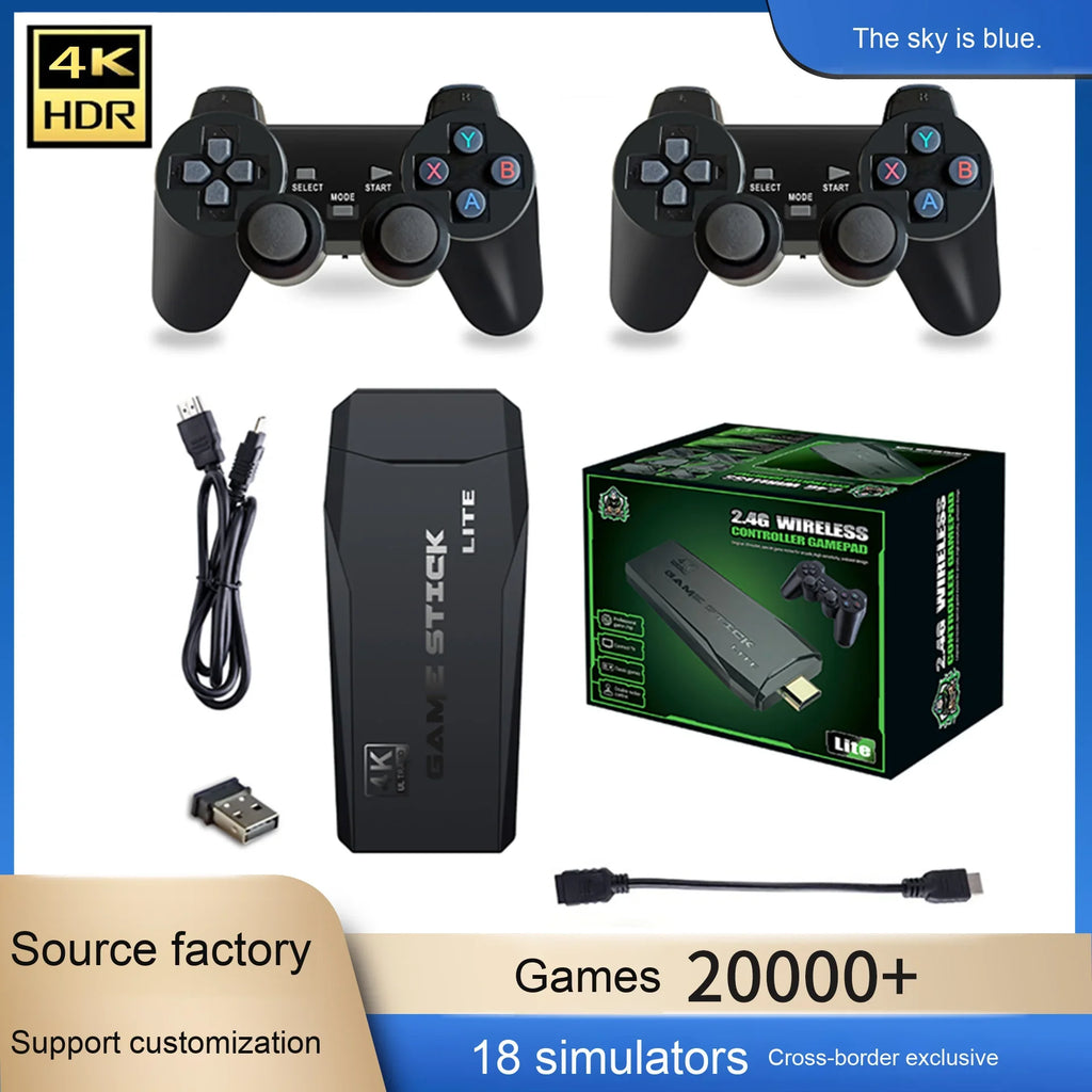 Consola de Juegos Retro HD 4K – 64GB, 2 Controles Inalámbricos, Para Niños y Adultos