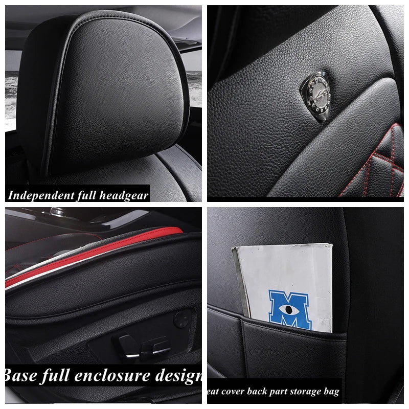 5D PU Leather Car Seat Covers Waterproof 5-Seats Truck Full Set Protector  Front+Rear Car Seat Cover