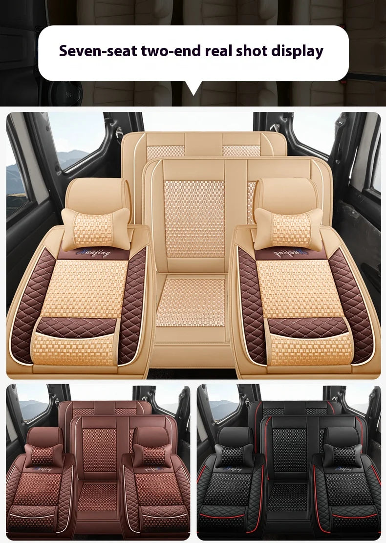 Luxury Quality Leather Car Seat Cover Full Set Comfortable Interior Accessory for MPV seven 7 Seater Van Fully Universal Access