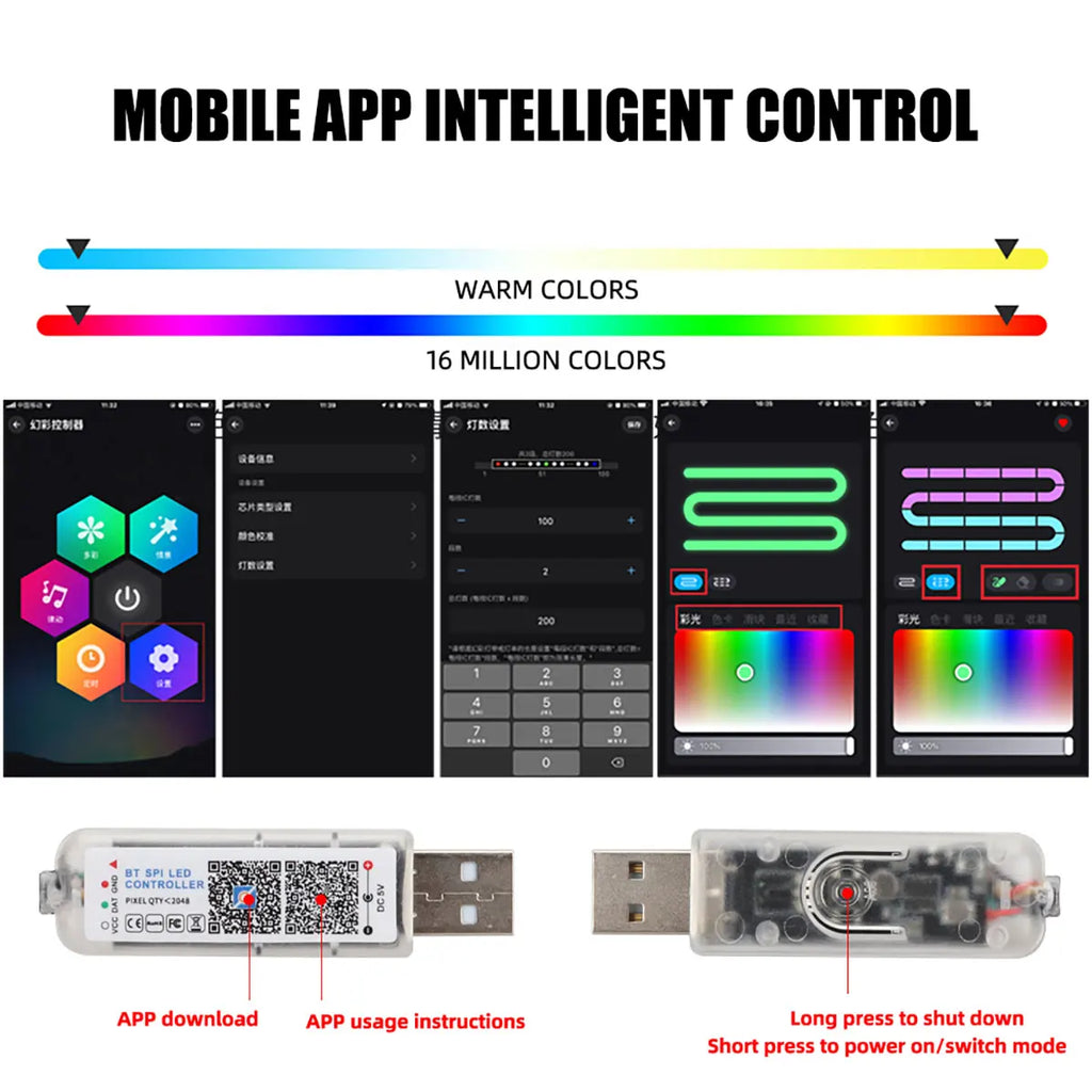 RGB Acrylic LED Strip Ambient Light – App & Remote