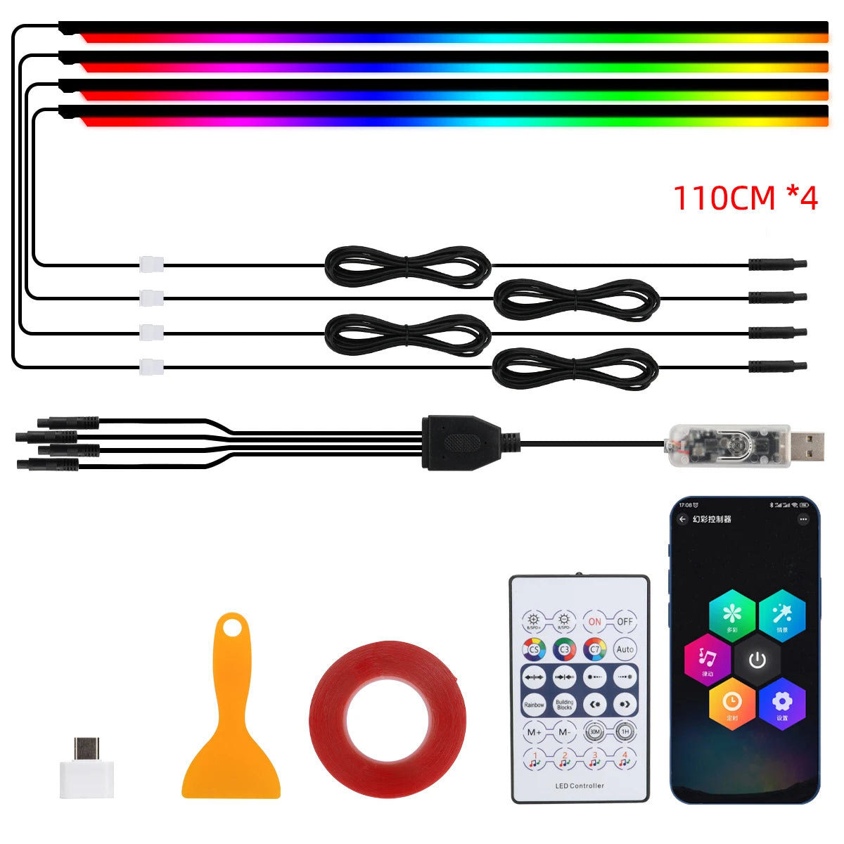 RGB Acrylic LED Strip Ambient Light – App & Remote