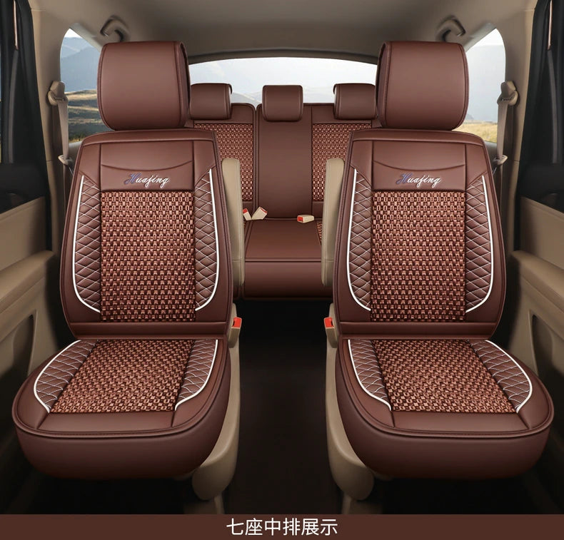 Luxury Quality Leather Car Seat Cover Full Set Comfortable Interior Accessory for MPV seven 7 Seater Van Fully Universal Access