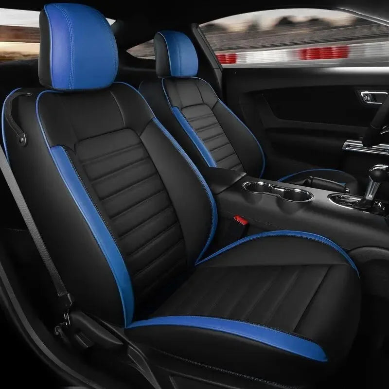 High Quality Eco-friendly Napa Leather Mix Colors Customized Full Set All-Season Car Seat Covers for Ford Mustang 2015-2019