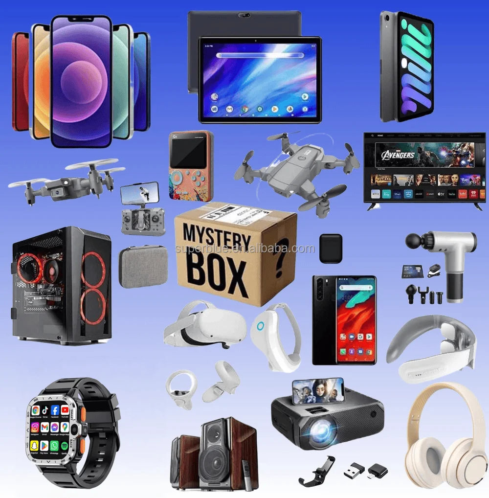 Electronic Ready to Ship Electronics Mystery Box High Value Surprise Gift with Earphone Speaker IPS Display Rubber Band Material