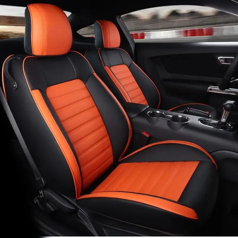 High Quality Eco-friendly Napa Leather Mix Colors Customized Full Set All-Season Car Seat Covers for Ford Mustang 2015-2019