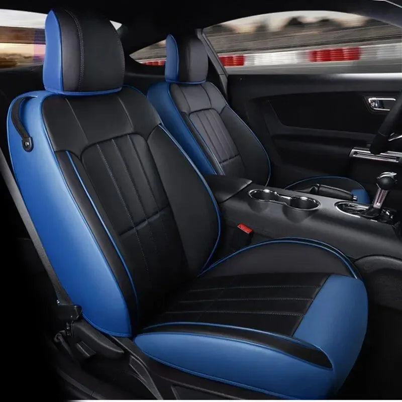 High Quality Eco-friendly Napa Leather Mix Colors Customized Full Set All-Season Car Seat Covers for Ford Mustang 2015-2019