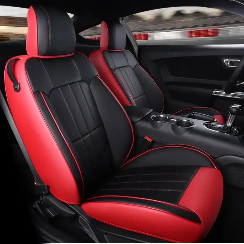 High Quality Eco-friendly Napa Leather Mix Colors Customized Full Set All-Season Car Seat Covers for Ford Mustang 2015-2019