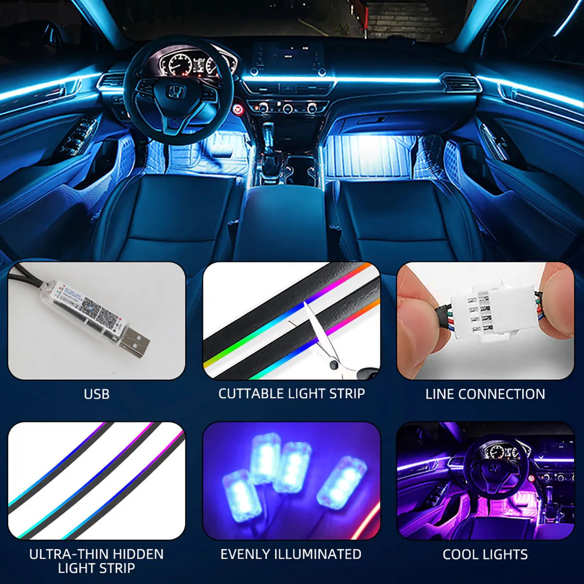 RGB Acrylic LED Strip Ambient Light – App & Remote