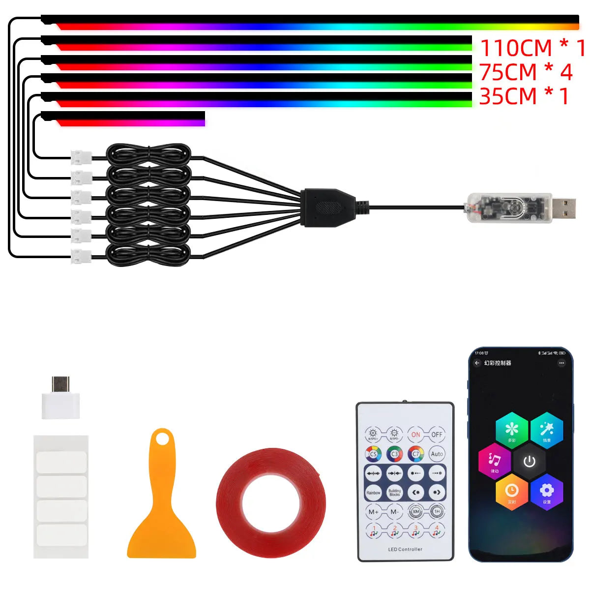 RGB Acrylic LED Strip Ambient Light – App & Remote