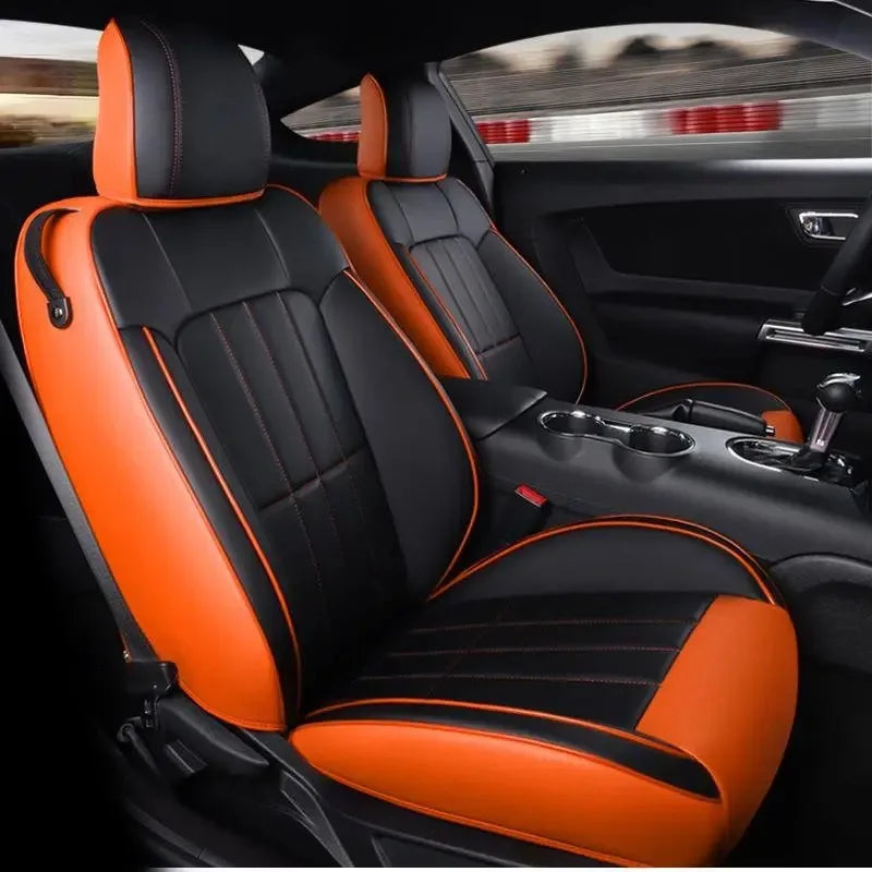 High Quality Eco-friendly Napa Leather Mix Colors Customized Full Set All-Season Car Seat Covers for Ford Mustang 2015-2019