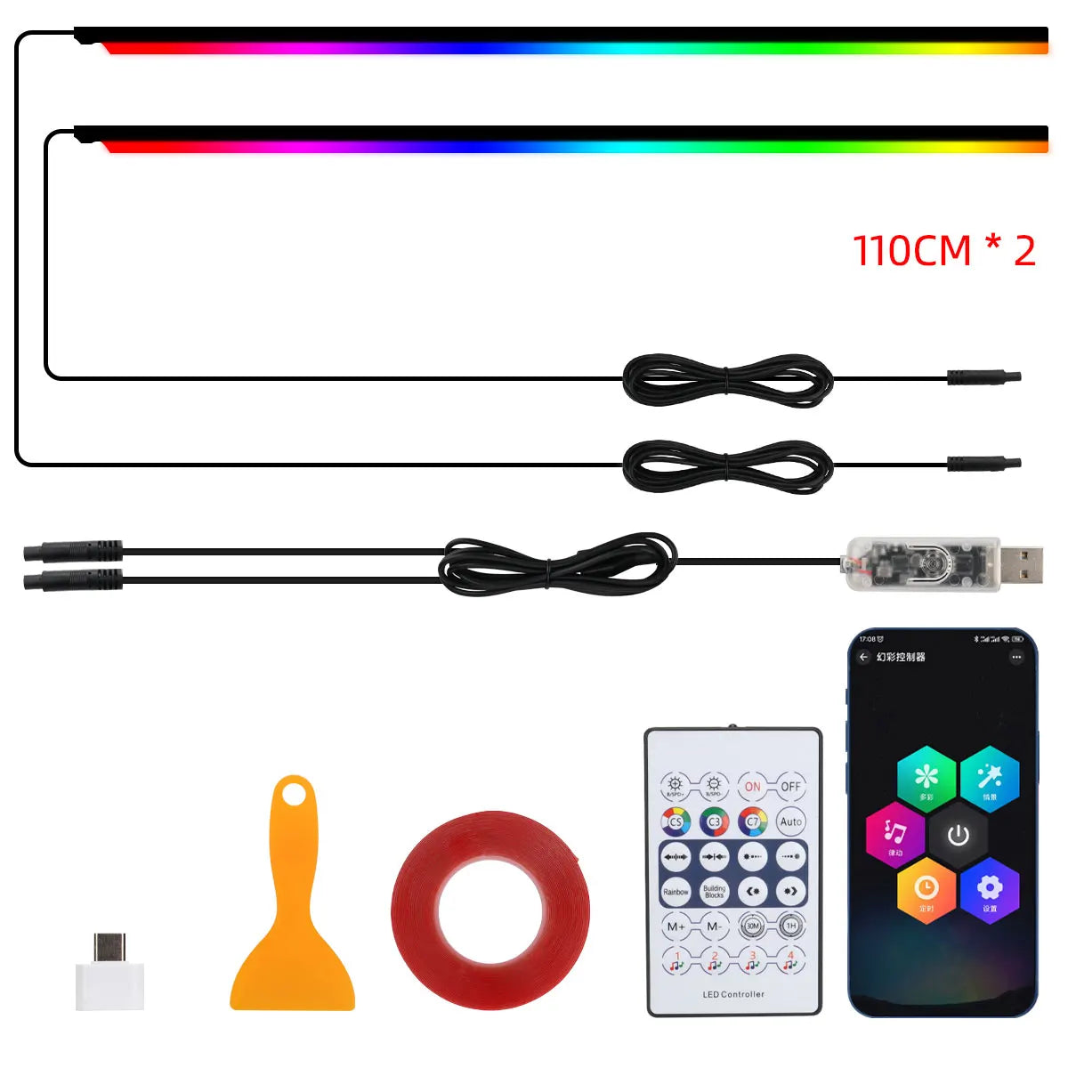 RGB Acrylic LED Strip Ambient Light – App & Remote
