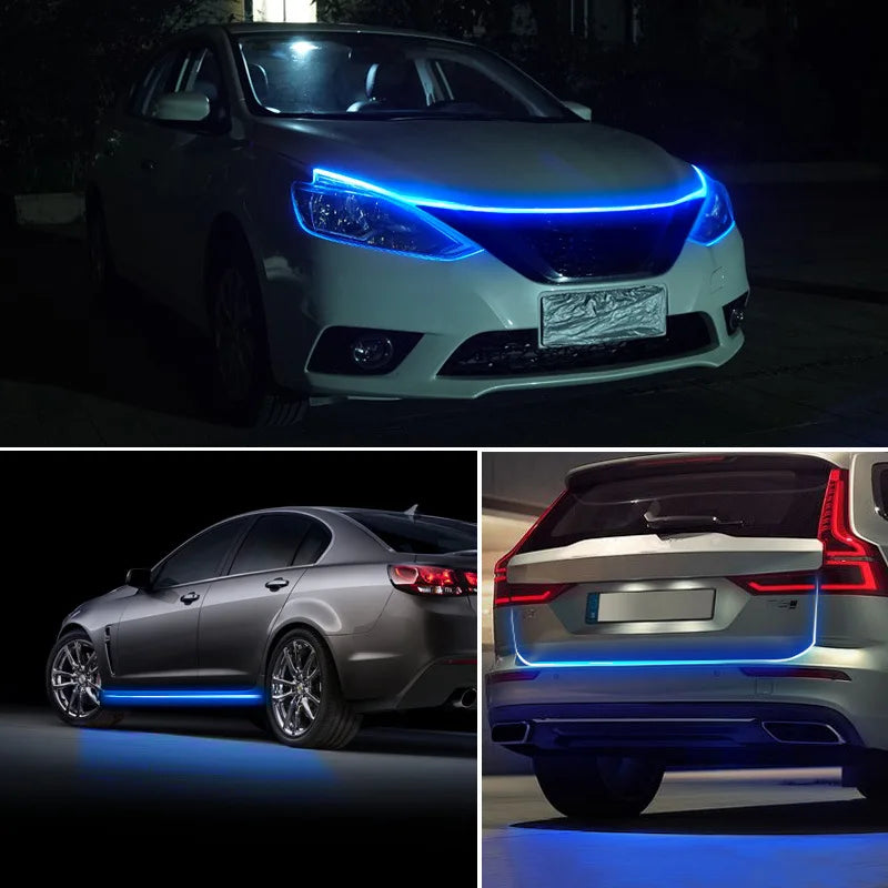 DIY Car Hood Flexible Led Strip Light 12V White Daytime Running Lights Decoration Backlight Long Auto Atmospere Lamp Universal