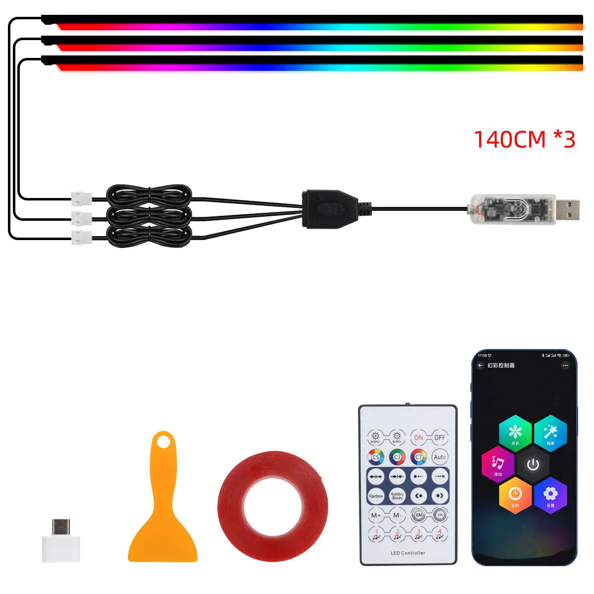 RGB Acrylic LED Strip Ambient Light – App & Remote