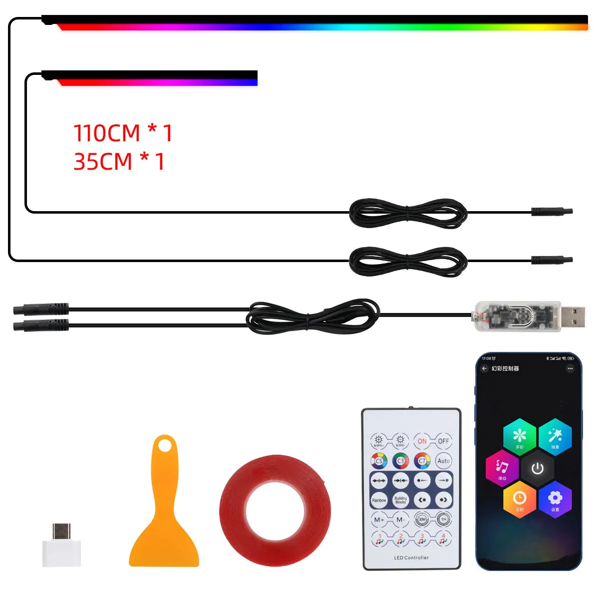 RGB Acrylic LED Strip Ambient Light – App & Remote