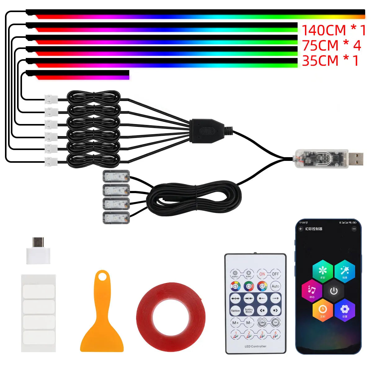 RGB Acrylic LED Strip Ambient Light – App & Remote