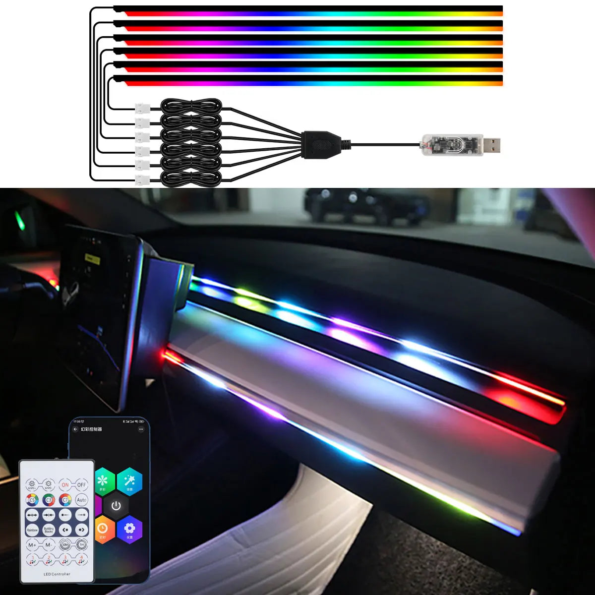 RGB Acrylic LED Strip Ambient Light – App & Remote