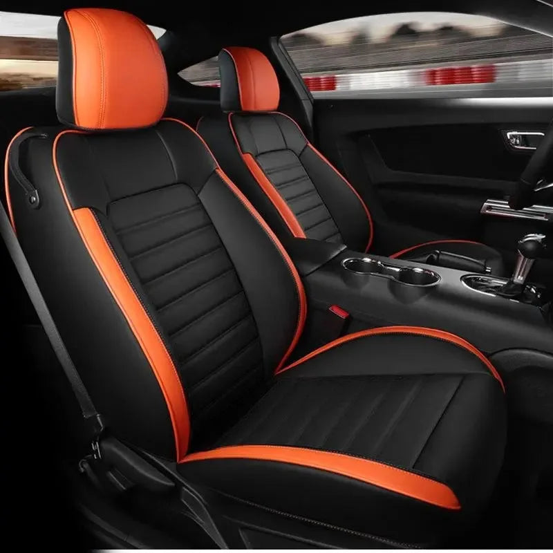 High Quality Eco-friendly Napa Leather Mix Colors Customized Full Set All-Season Car Seat Covers for Ford Mustang 2015-2019