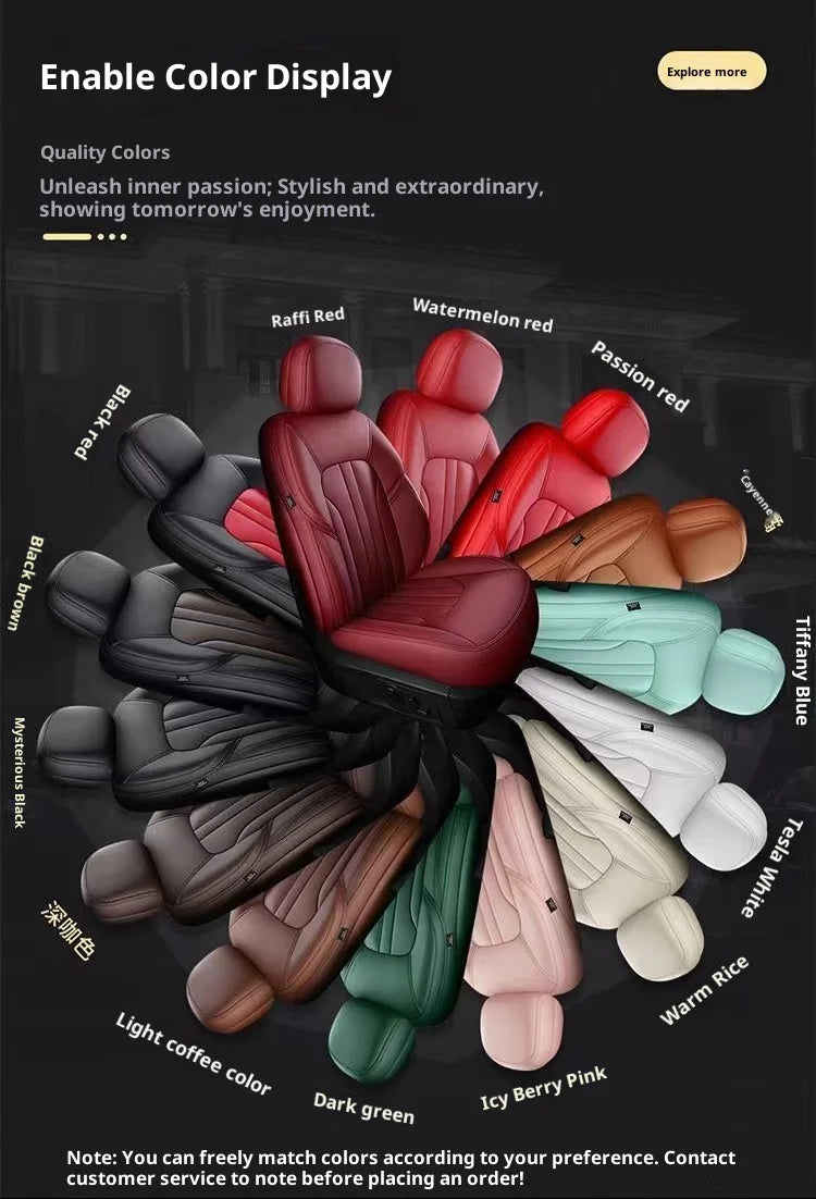 High Quality Eco-friendly Napa Leather Mix Colors Customized Full Set All-Season Car Seat Covers for Ford Mustang 2015-2019