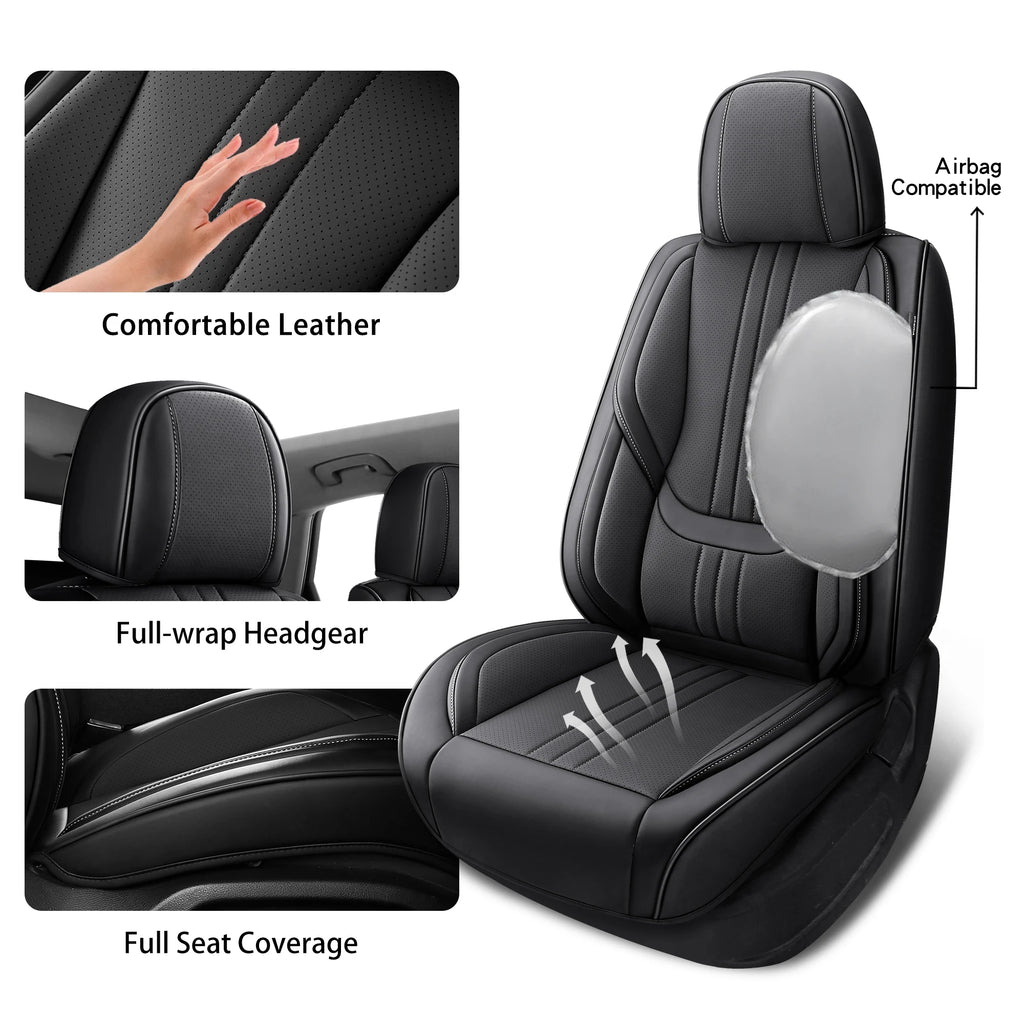 Black Red PVC Leather Car Seat Cover – Universal Fit