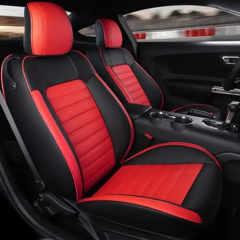 High Quality Eco-friendly Napa Leather Mix Colors Customized Full Set All-Season Car Seat Covers for Ford Mustang 2015-2019