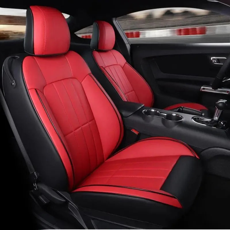 High Quality Eco-friendly Napa Leather Mix Colors Customized Full Set All-Season Car Seat Covers for Ford Mustang 2015-2019