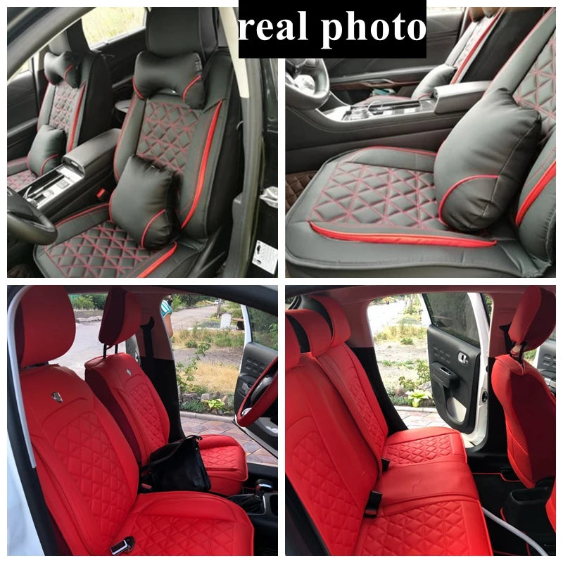5D PU Leather Car Seat Covers Waterproof 5-Seats Truck Full Set Protector  Front+Rear Car Seat Cover