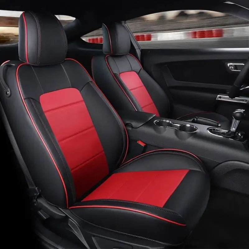 High Quality Eco-friendly Napa Leather Mix Colors Customized Full Set All-Season Car Seat Covers for Ford Mustang 2015-2019