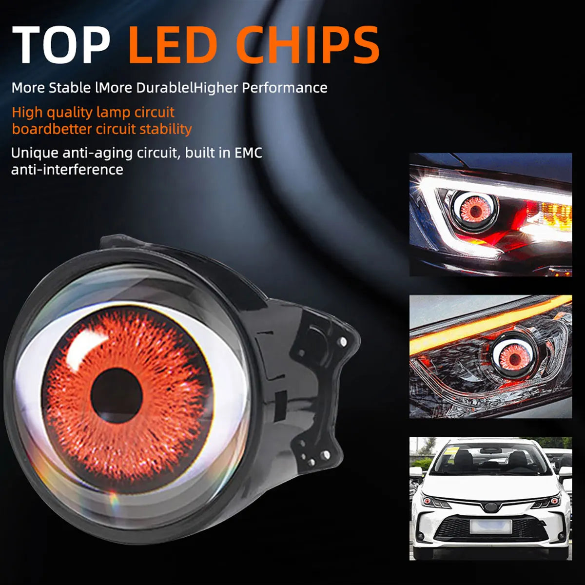 Eagle Eye Dynamic LED Sharingan Car Light 3"