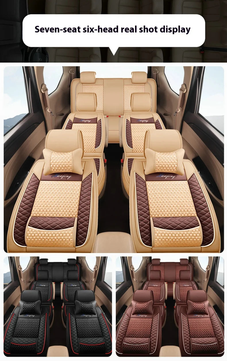 Luxury Quality Leather Car Seat Cover Full Set Comfortable Interior Accessory for MPV seven 7 Seater Van Fully Universal Access