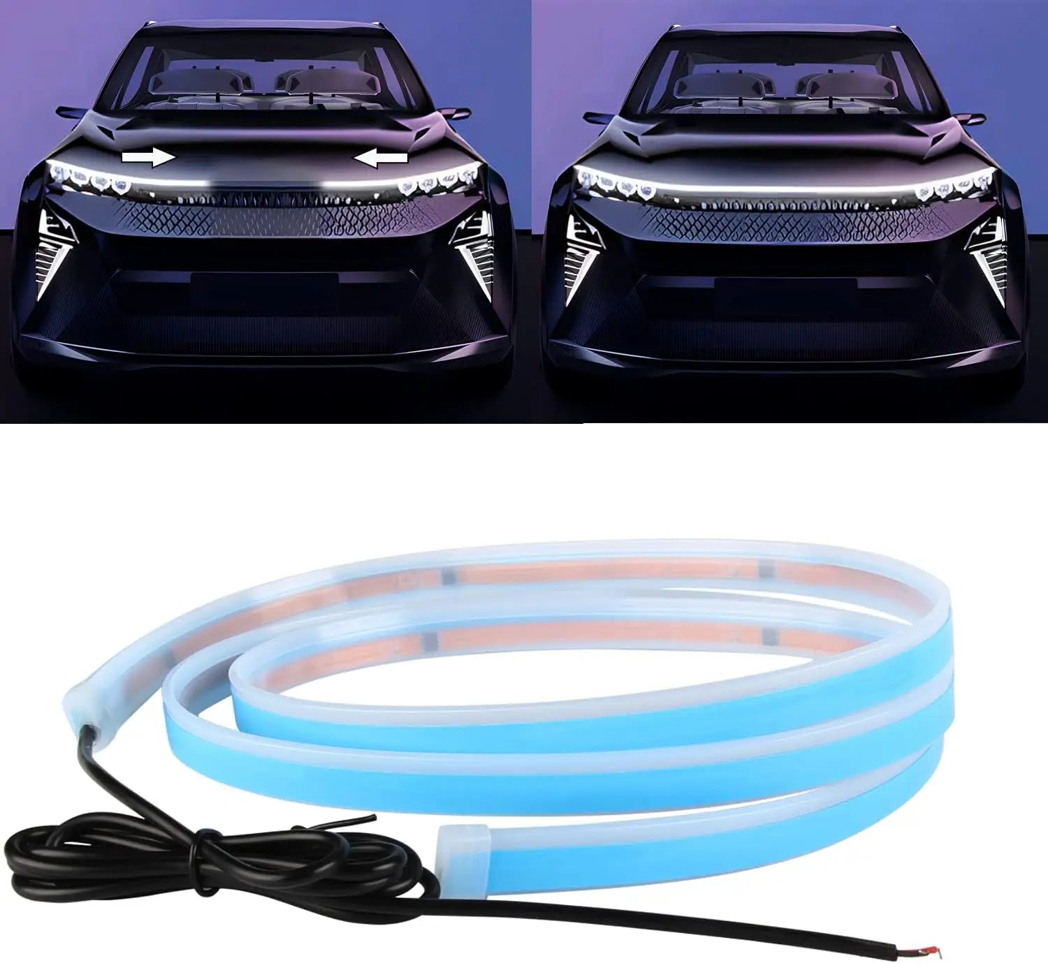 DIY Car Hood Flexible Led Strip Light 12V White Daytime Running Lights Decoration Backlight Long Auto Atmospere Lamp Universal
