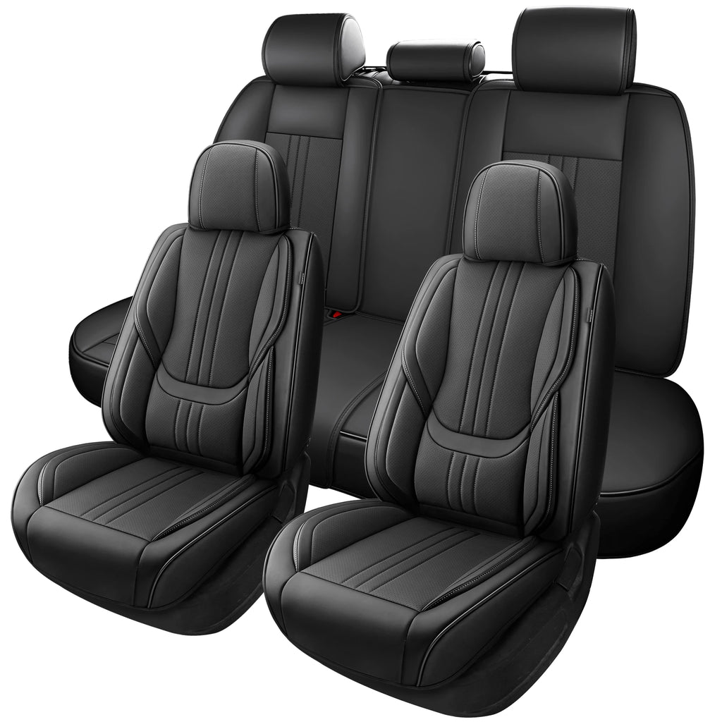 Black Red PVC Leather Car Seat Cover – Universal Fit
