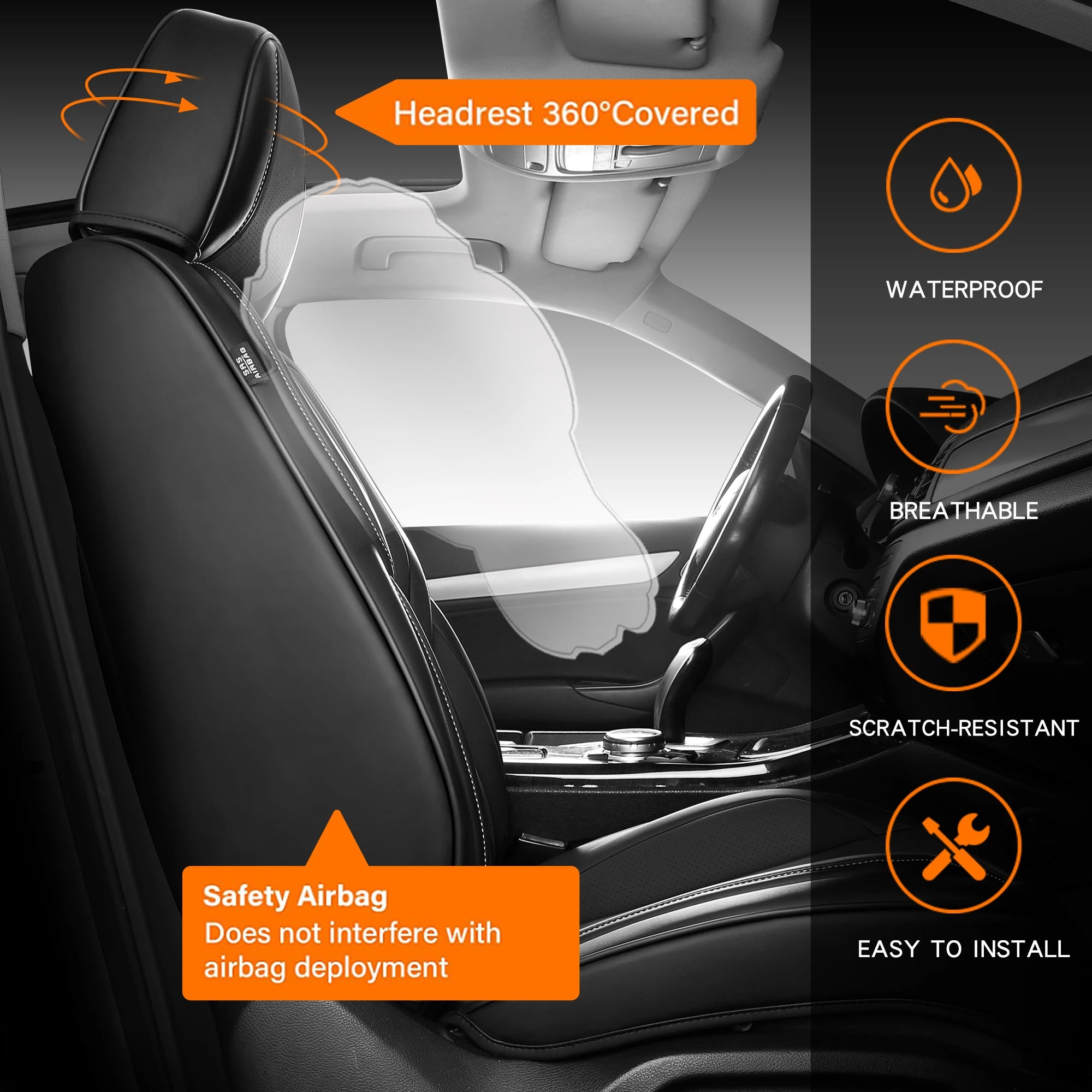 Black Red PVC Leather Car Seat Cover – Universal Fit