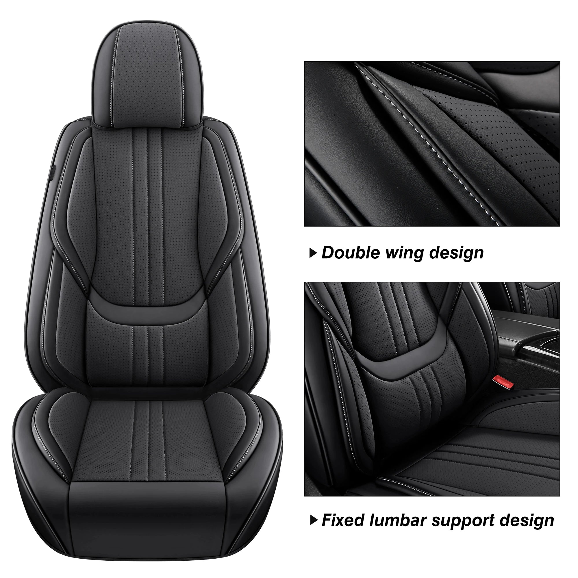 Black Red PVC Leather Car Seat Cover – Universal Fit