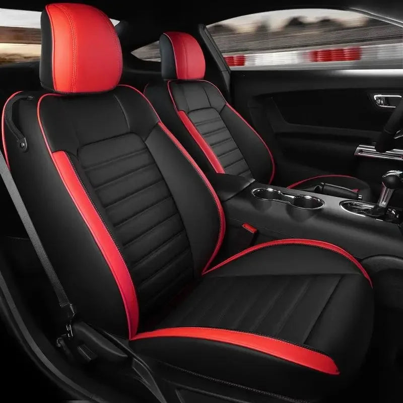 High Quality Eco-friendly Napa Leather Mix Colors Customized Full Set All-Season Car Seat Covers for Ford Mustang 2015-2019