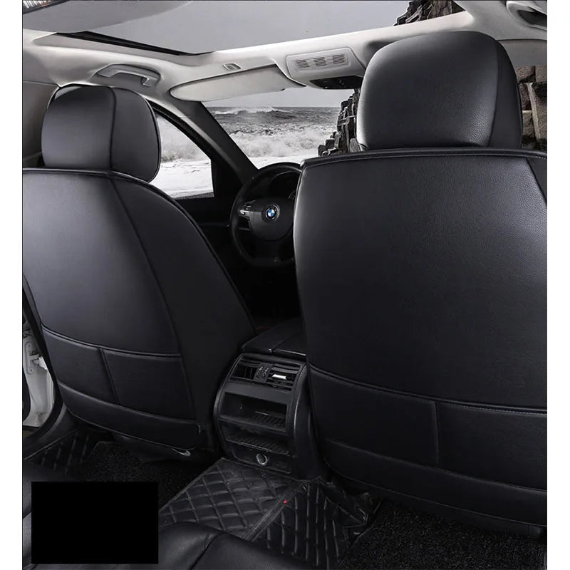 5D PU Leather Car Seat Covers Waterproof 5-Seats Truck Full Set Protector  Front+Rear Car Seat Cover